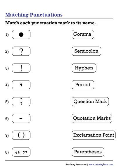 Matching Punctuation Symbols to Words