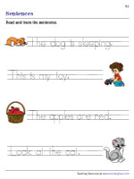 sentence worksheets for beginners