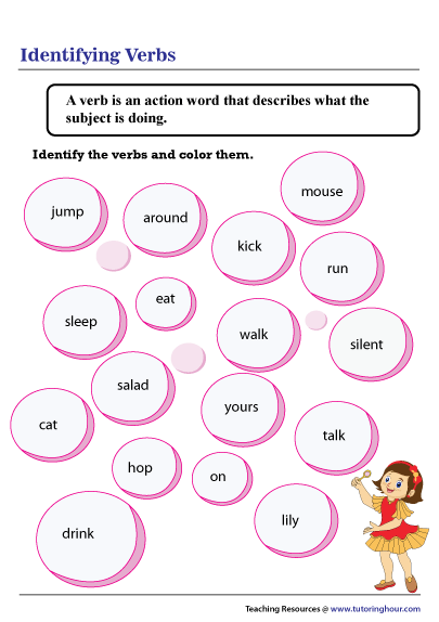 identifying action verb worksheet