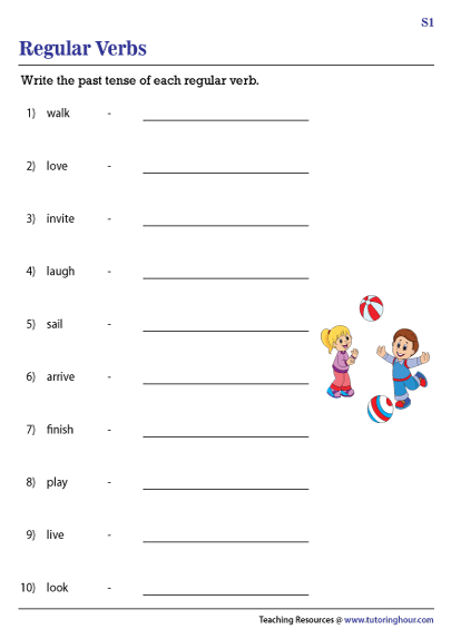 regular verb worksheet