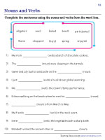 Completing Sentences Choosing Nouns and Verbs