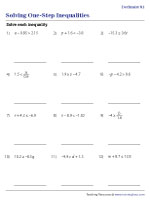 Solving One-Step Inequalities - Decimals