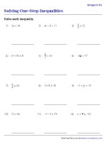 Solving One-Step Inequalities - Integers