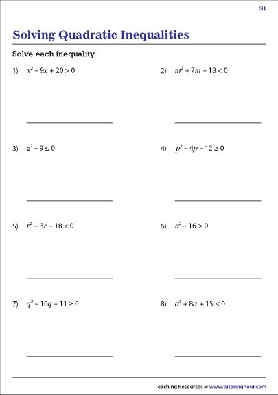 Solving Quadratic Inequalities