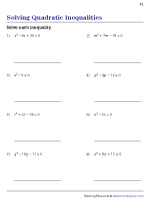 Inequalities Worksheets