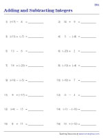 Adding and Subtracting Integers - Easy