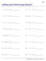 Adding and Subtracting Integers | Worksheet #2
