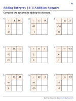 Adding Integers - 2 by 2 Squares