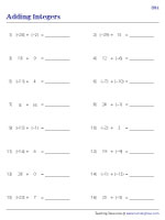 Adding Integers | Worksheet #1