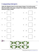 Comparing Integers - Cut and Glue