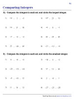 Comparing Integers - Mixed | Worksheet #1