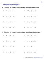 Comparing Integers - Mixed