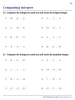 Comparing Integers - Mixed | Worksheet #2