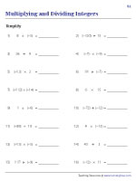 Multiplying and Dividing Integers