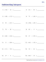 Subtracting Integers - Moderate