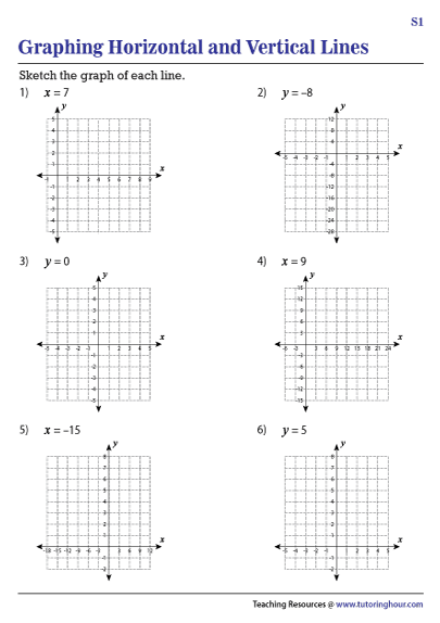 Graphing Horizontal and Vertical Lines Worksheets
