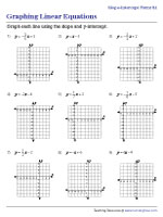 Graphing Linear Equations Worksheets