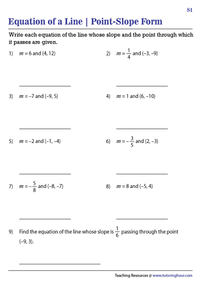 point slope form of a linear equation