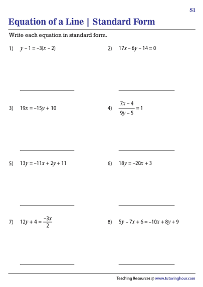 Linear Equations in Standard Form