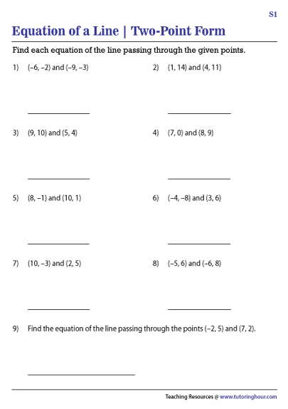 Equation of a Line Passing Through Two Points