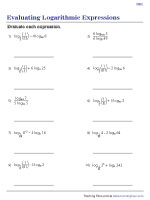 Evaluating Logarithmic Expressions - Difficult | Worksheet #1
