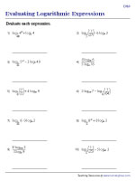 Evaluating Logarithmic Expressions - Difficult | Worksheet #2