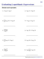 Evaluating Logarithmic Expressions - Easy | Worksheet #2