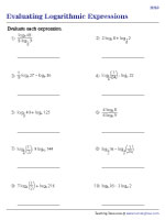 Evaluating Logarithmic Expressions - Moderate | Worksheet #2