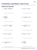 Evaluating Logarithmic Expressions - Moderate