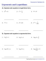 Exponents and Logarithms - Numerals and Variables