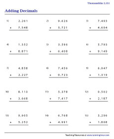 Sixth Grade Math Worksheets
