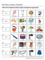 Checking Examples of Solids, Liquids, and Gases