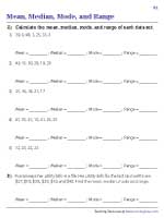 Math worksheets mode median range