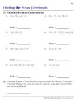 Find the Mean - Decimal Data Points