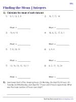 Mean Worksheets