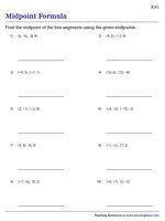 Midpoint Formula Worksheets