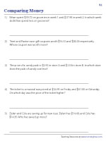 Solving Word Problems - Comparison of Money