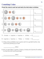 Pennies, Nickels, Dimes, and Quarters Worksheets