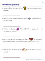 Subtracting Money with Real-Life Scenarios - Whole Dollar Amounts