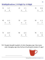 2-Digit by 1-Digit Multiplication with Word Problems