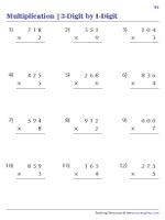 Multiplying 3-Digit by 1-Digit Numbers - Column