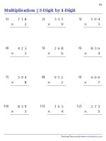 3-Digit by 1-Digit Multiplication