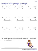 3-Digit by 1-Digit Multiplication with Word Problems
