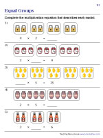 Completing Multiplication Sentences - Equal Groups