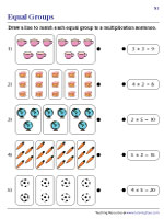 Matching Equal Groups to Multiplication Sentences