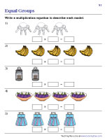 Writing Multiplication Sentences - Equal Groups