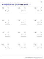 Multiplying Numbers from 1 to 12 - Column Method