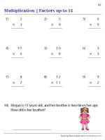 Multiplication from 1 to 12 with Word Problems