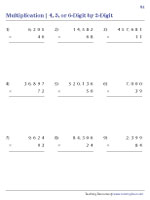 4, 5, or 6-Digit by 2-Digit - Standard Multiplication