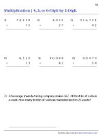 4, 5, or 6-Digit by 2-Digit - With Word Problems